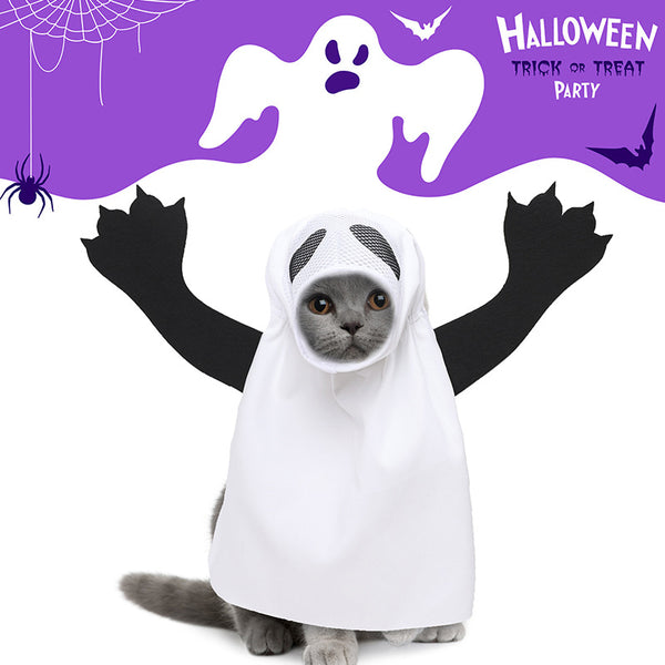 Dog & Cat Boo! Ghost Costume - Cute Halloween Pet Outfit