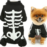 Glow-in-the-Dark Skeleton Jumpsuit for Small Dogs - Halloween Pet Costume